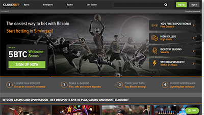 cloudbet casino frontpage